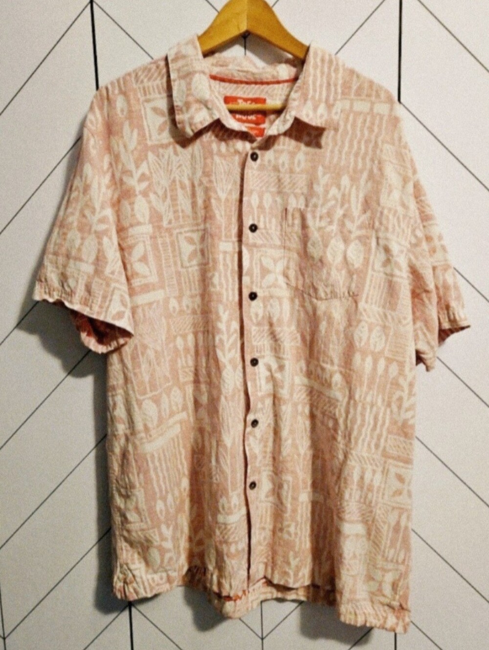 Toes on the Nose Hawaiian Cotton Linen Blend Button Down Aloha Shirt, Men's XXL